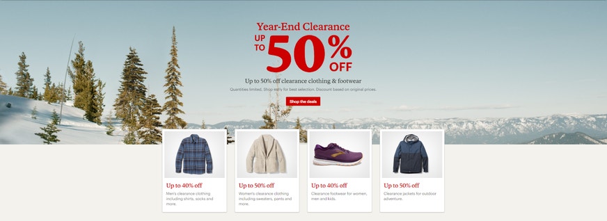 After Christmas sale banner on REI website