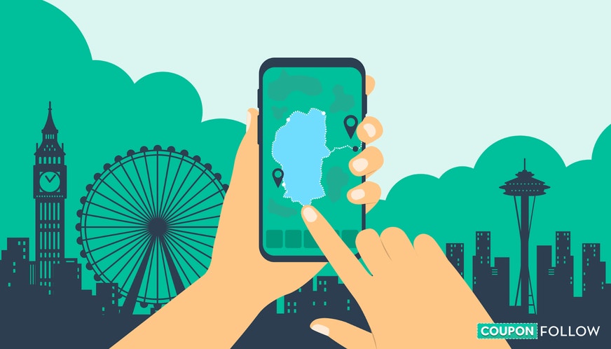 Illustration of travel route on mobile maps app