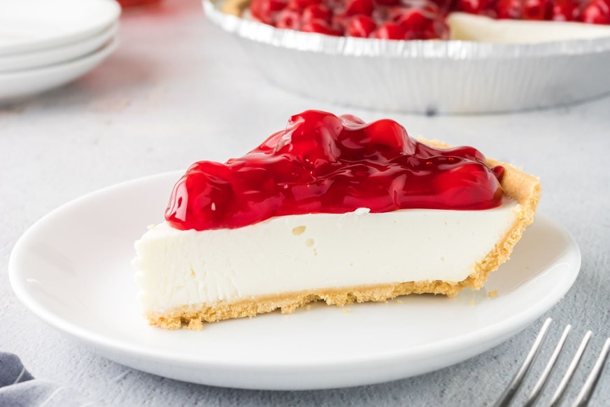 cheesecake slice with strawberry topping