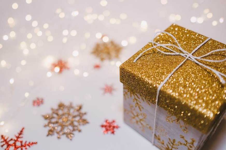 Christmas gift wrapped in pretty paper