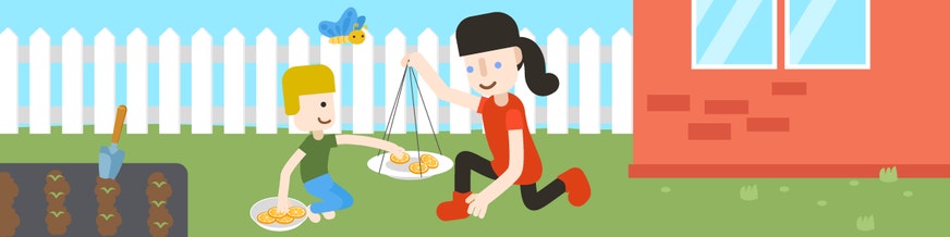 a mom and child gardening together