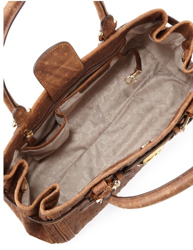 Image showing the circle logo printed inside an authentic Michael Kors Ostrich-Embossed tote