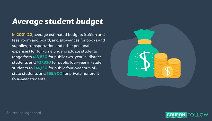 Illustration showing average student budget numbers