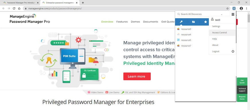 image showing where a browser extension is added