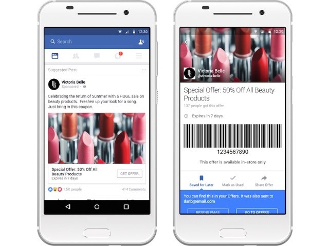 example of getting special promotions on facebook