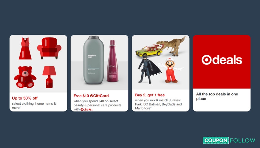 illustration showing coupon examples at Target