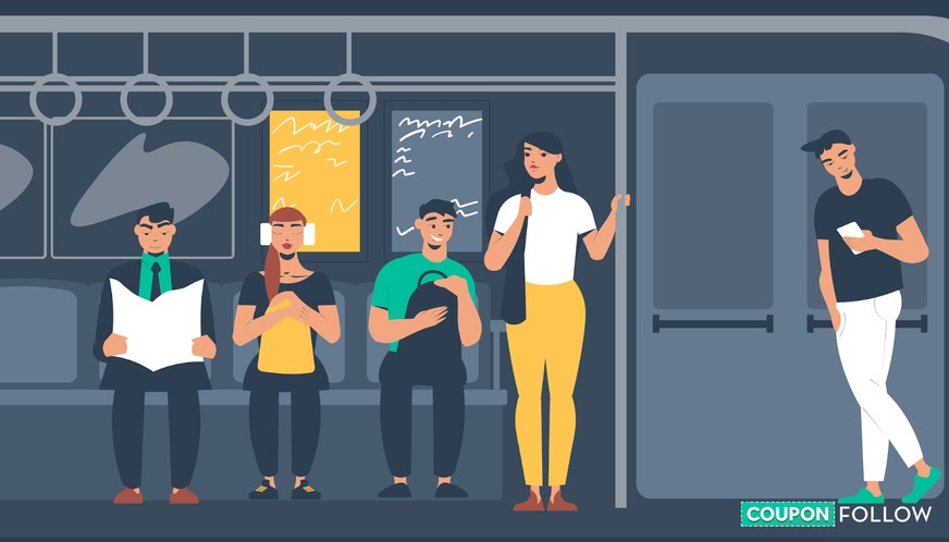 Illustration of student on train