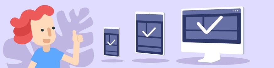 woman testing appearance of website on multiple devices