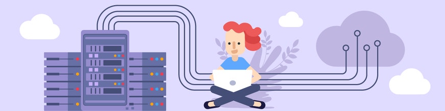 woman setting up web hosting
