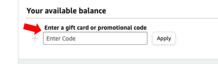 Where to enter an Amazon promo code on amazon.ca